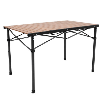 ALPS Mountaineering Overlanding Table, Aluminum Roll-Top with Wood-Look, Adjustable Height