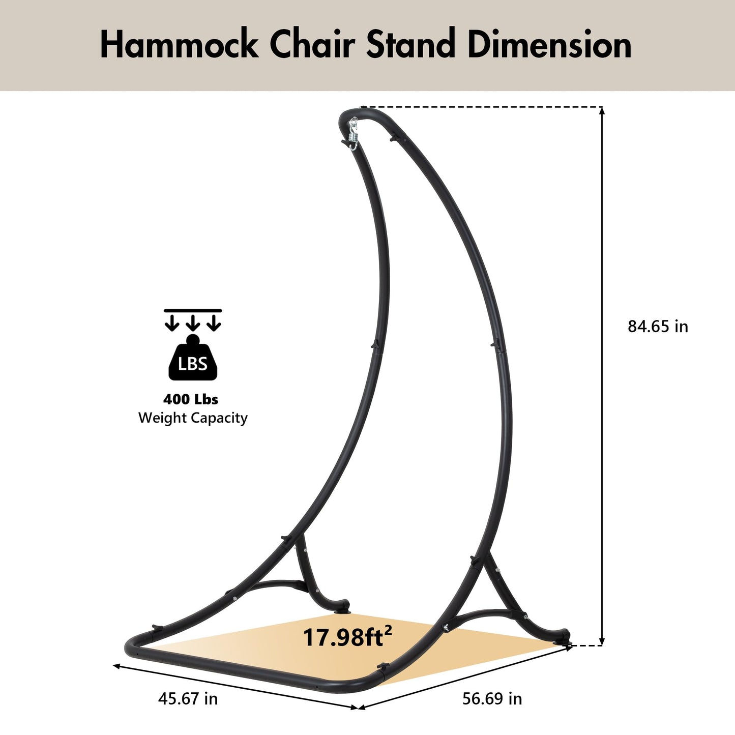ANOW Heavy Duty Hammock Chair Swing Stand Only, Hanging Chair Stand for Outside, Max 400 Lbs, Black