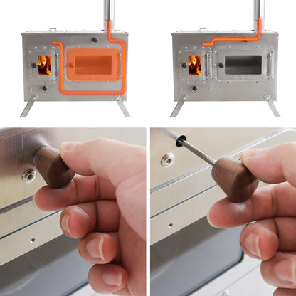 Large Camping Oven Stove Portable Outdoor Cooking Stove with Oven Tent Stove with Chimney Steel