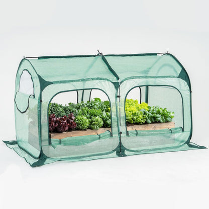 Pop up Greenhouse Tent Cover Tunnel Plant House,Large Gardening Flower Sunshine Room with Mesh Windows,Backyard PE Cover for Cold Frost Protector with Stakes and Rope Guys