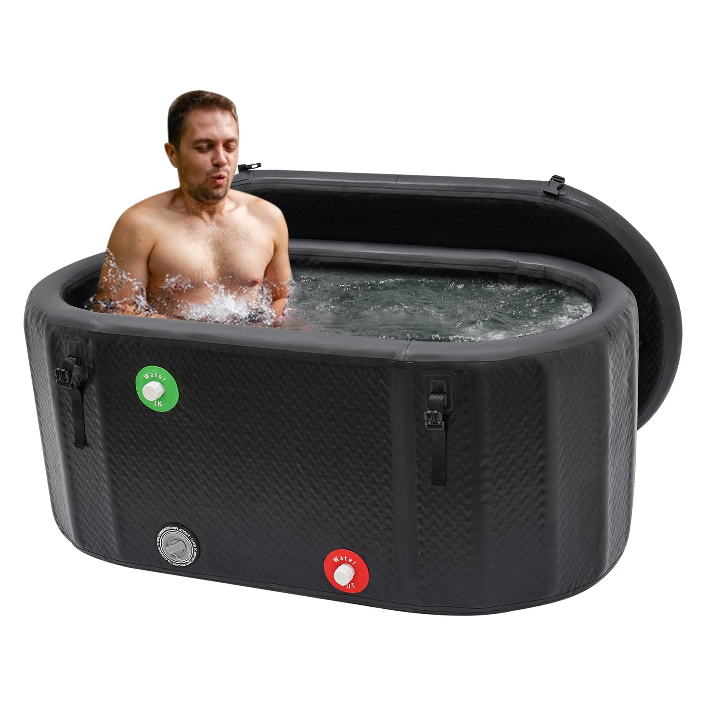 RYIRSHOH Cold Plunge Tub for Athletes, 72.65-Gallon Ice Cath Tub, Inflatable Cold Plunge Tubs with Cover, Portable Ice Bath Tubs for Home, Outdoors,Gym Use Bathtubs
