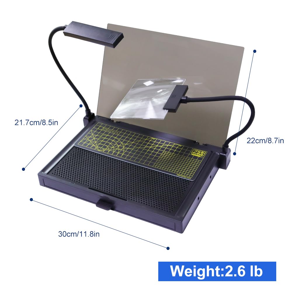 Portable Workbench for Gundam Model Making, Model Kit Tool for Gundam Building, with LED Light and Magnifying Glass Suitable for High-Precision Work,KJ019