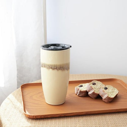 Bosmarlin Ceramic Trave Coffeel Mug with Lid, 21 oz, Portable Coffee Cup for Car Cup Holder, Microwave and Dishwasher Safe, Reactive Glaze