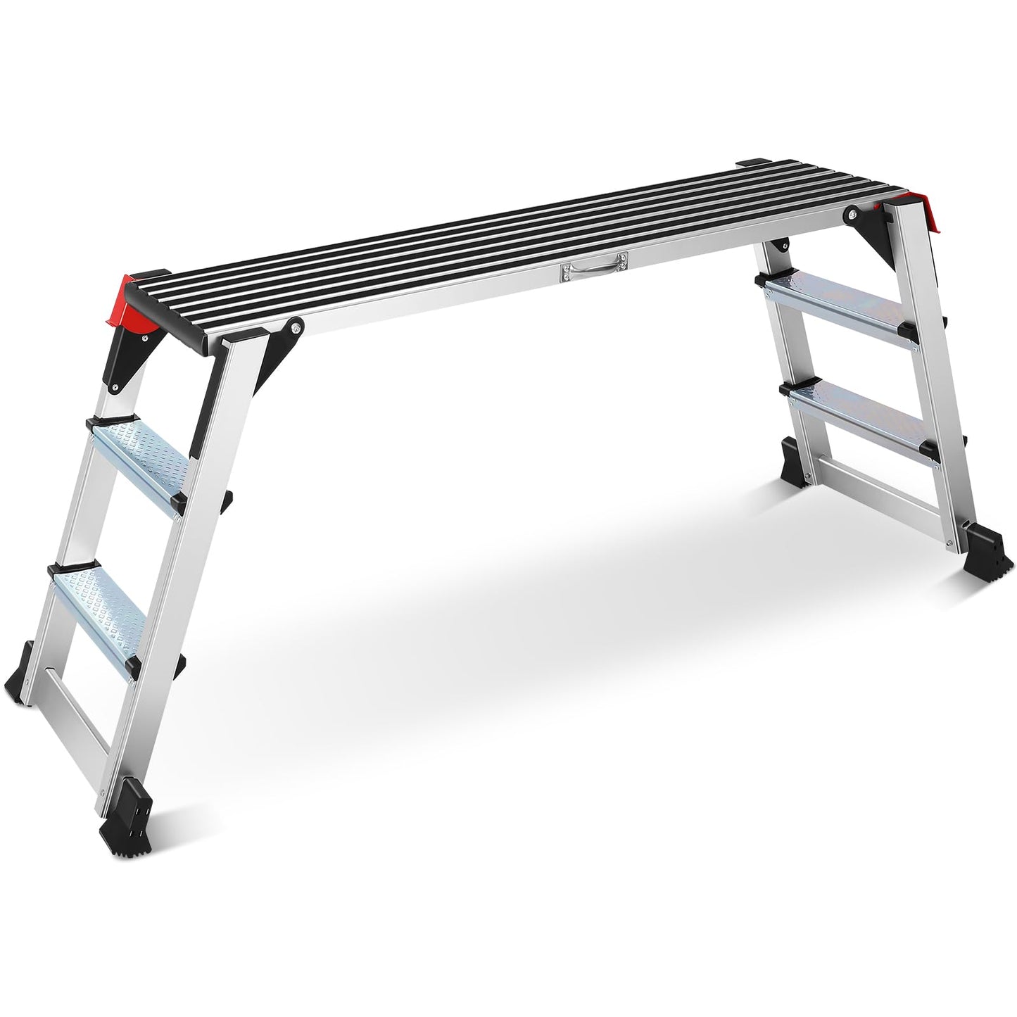 Work Platform Two Step Ladder, Aluminum Platform 45"×12"×27" Non-Slip, Heavy Duty Folding Work Bench 330 lbs Load Capacity for Washing Vehicles, Cleaning, Painting