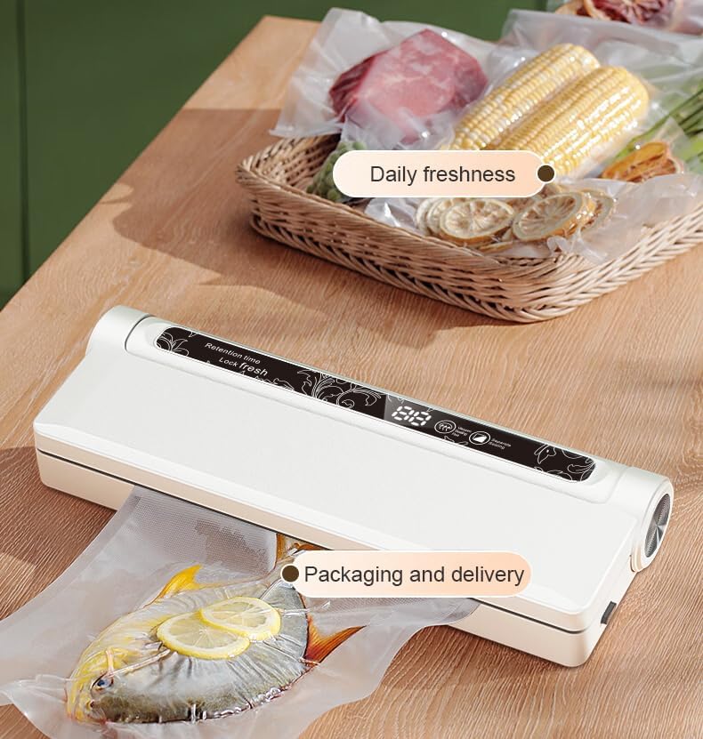Skiennix Food Vacuum Sealer Machine - 65KPA Strong Suction, Dry/Wet Modes, 20 Bags Included