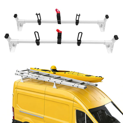 Cargo Van Roof Ladder Rack Fit for 2015-2024 Ford Transit 150 250 350, 54" Heavy Duty Steel Van Ladder Roof Rack 500 Lbs Load Capacity with 2 Crossbars