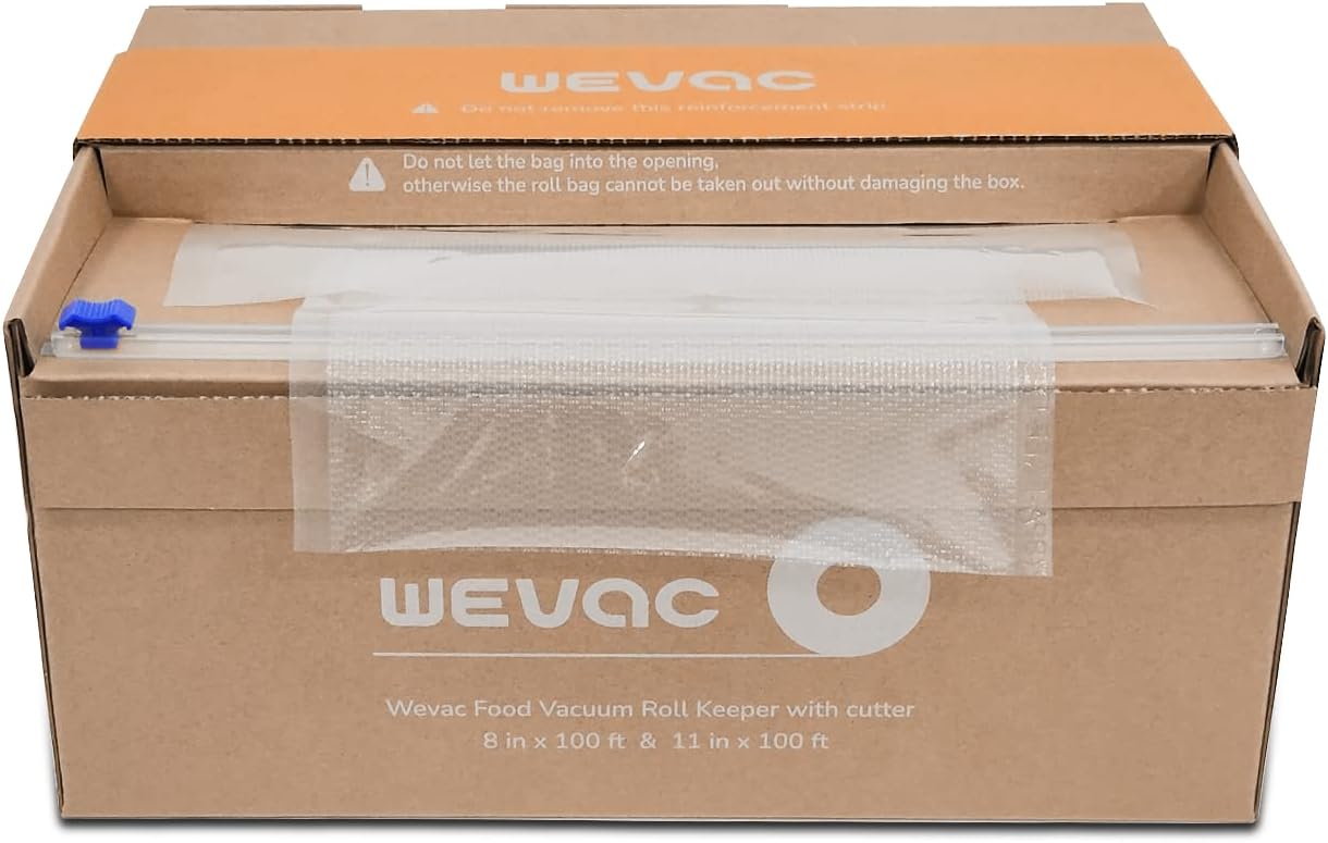 Wevac Food Vacuum Seal Roll Keeper - 8''x100' & 11''x100' BPA-Free Bags for Meal Prep & Storage