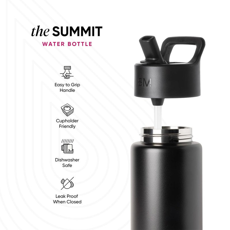 Simple Modern Kids Summit Water Bottle with Straw Lid | 14oz Stainless Steel Cup Insulated Tumbler for Toddlers, School | Rainbow Spark