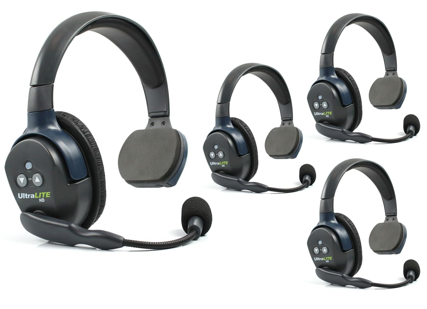 Eartec UL4S Ultralite Full Duplex Wireless Headset Communication for 4 Users - 4 Single Ear Headsets with SolidSignal Cleaning Wipes Bundle