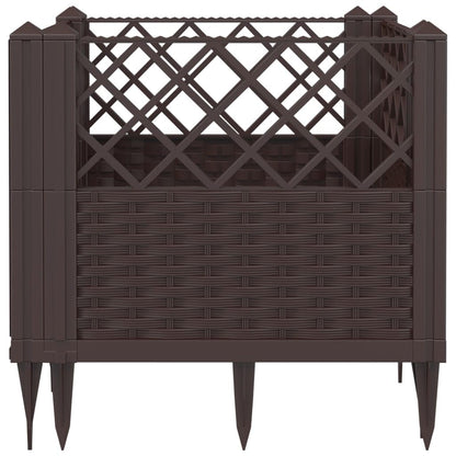 Teenpull Garden Planter Box for Plants, Raised Elevated Planter Boxes with Pegs, Large Outdoor Gardening Pots, Square Brown