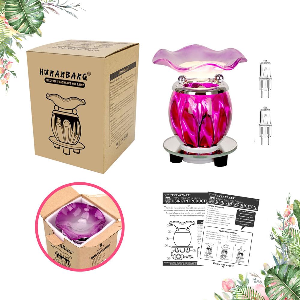 HUNANBANG 3 in 1 Electric Oil Warmer Scented Warmer Candle Wax Melt Warmer Fragrance Oil Burner(LW-Purple2)