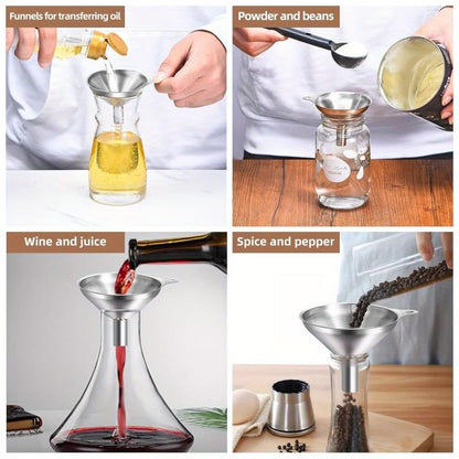 Stainless Steel Funnel Set by [Brand Name] - 3-Pack Small Mouth Funnels for Efficient Pouring | Food Grade & Dishwasher Safe