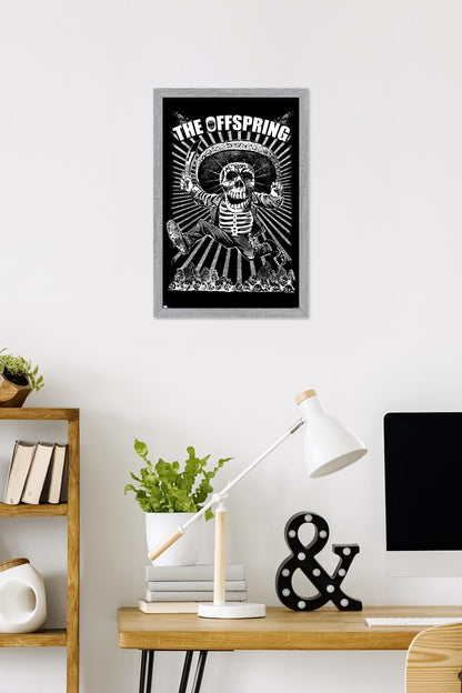 The Offspring - Jumping Skeleton Wall Poster, 22.4L" x 14.7W", Gray Framed Version