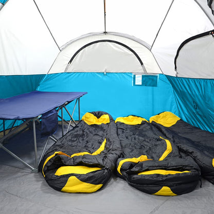 CAMPROS CP Tent 8 Person Camping Tents, Weather Resistant Family Tent, 5 Large Mesh Windows, Double Layer, Divided Curtain for Separated Room, Portable with Carry Bag - Sky Blue