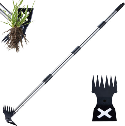 NICOFPHY Weed Puller Tool - 60" Manual Weeder & Heavy-Duty Hand Rake for Effortless Gardening