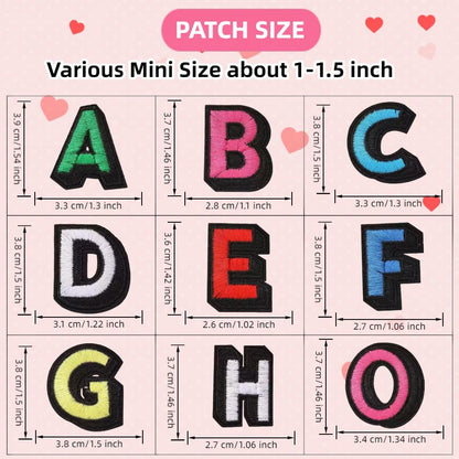 104 Pieces Iron on 3D Alphabet Letter Patches, Full Embroidered 4 Set A-Z Alphabet Iron on Sew on Applique Letter Fabric DIY Decorate Patches for Clothes Jackets Hats Shirts Jeans Bags Pants