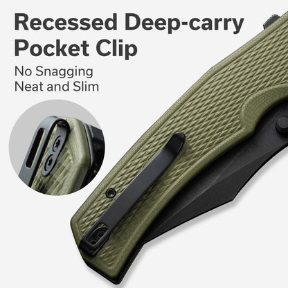 CIVIVI Vexillum Folding Knife for Outdoor and EDC, Flipper Pocket Knife with Thumb Stud Opener, 3.81" Nitro-V Blade Milled G10 Handle for Men C23003D-2