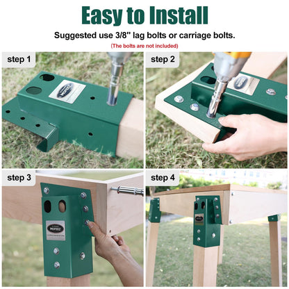 MOFEEZ Deer Stand Brackets 4x4, Heavy Duty Elevator Bracket with Powder Coated for Deer Blind, Outdoor Hunting Platform, Blind Box, Treehouse, Shooting Shack, Over 2000 lb Capacity, Green, Pack 8