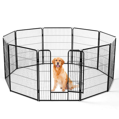 40” Heavy Duty 8-Panel Metal Pet Playpen | Indoor/Outdoor Dog Exercise Pen with Door – for Puppies, Small to Large Dogs, Rabbits | Ideal for Camping, Yard & Garden Use