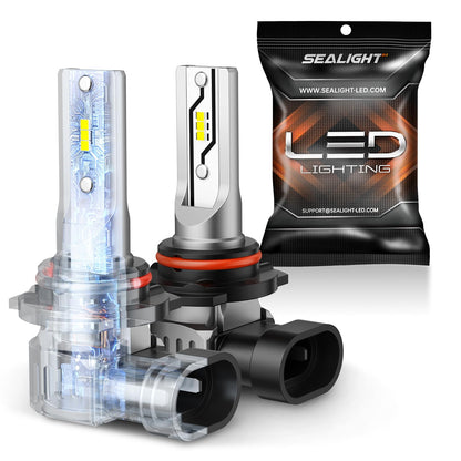 SEALIGHT 9006 HB4 Fog Light Bulbs, 6500K 10000LM, Plug and Play, Non-polarity, 2 Pack, White
