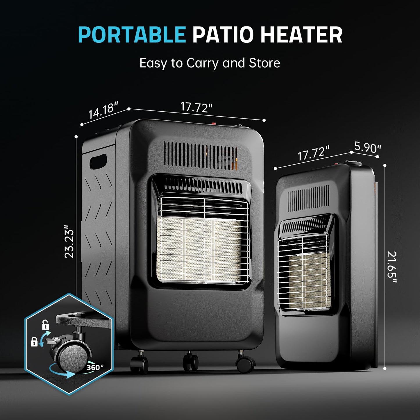PAULINN Propane Heater Indoor Outdoor Patio Heaters 6000 to 18000 BTU 3 Modes for Patio, Garage, Camping, Shop