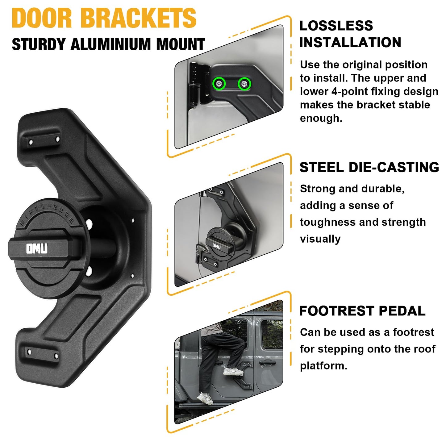 MAIKER 2.64 Gallon/10L Door Hinge Container and Mount Set Compatible with 2007-2024 Jeep Wrangler JK JL Gladiator JT, Backing Plate with Spout Backup Water Storage Can,1PCS