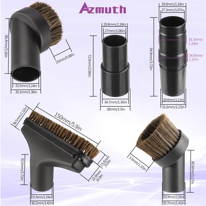 6 Pack For Shark Vacuum Attachments Replacement Shark Vacuum Brush Attachment with Vacuum Hose Adapter, 1 1/4 Vacuum Attachments for Multiple Household Vacuum Cleaners