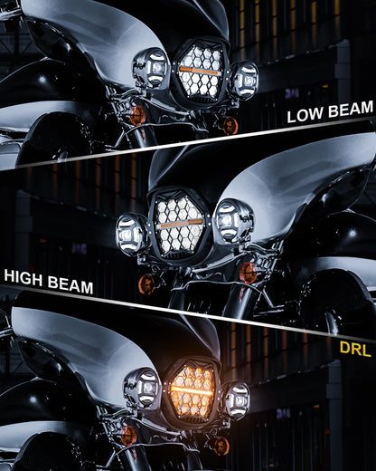 DOT Approved 1200% Bright 180W 7'' Motorcycles LED Headlight with 4.5'' LED Passing lights Compatible with Road King Road Glide Street Glide Electra Glide Ultra Limited Trike Heritage Softail Fat Boy