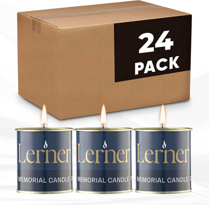 Memorial Candle | Burns for 26 Hours | Memorial Tin Candles for Loss of Loved One | Emergency Candles | Ner Neshama, Yizkor, Yom Kippur | Unscented Jewish Yahrzeit Candle in Tin (24)