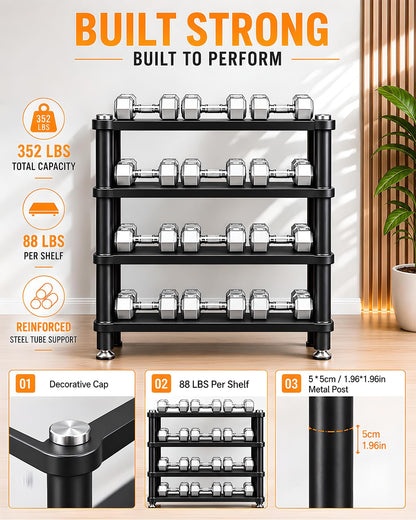 RAJYQODIS Heavy Duty Audio Component Rack, Large Storage Space AV Media Stand with Shock-Absorbing Foot pegs, Audio Rack Tower CD Player Stand for Home/Office/Audio Video/Theate (Teak, 3rd)