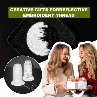 SunBling High-Visibility Reflective Embroidery Thread Kit Improved Night Safety, 2X200M(218Yds) Each Spool Polyester Sewing Machine Thread Suitable for Hand Embroidery, Sewing, Quilting (Black&Gray)