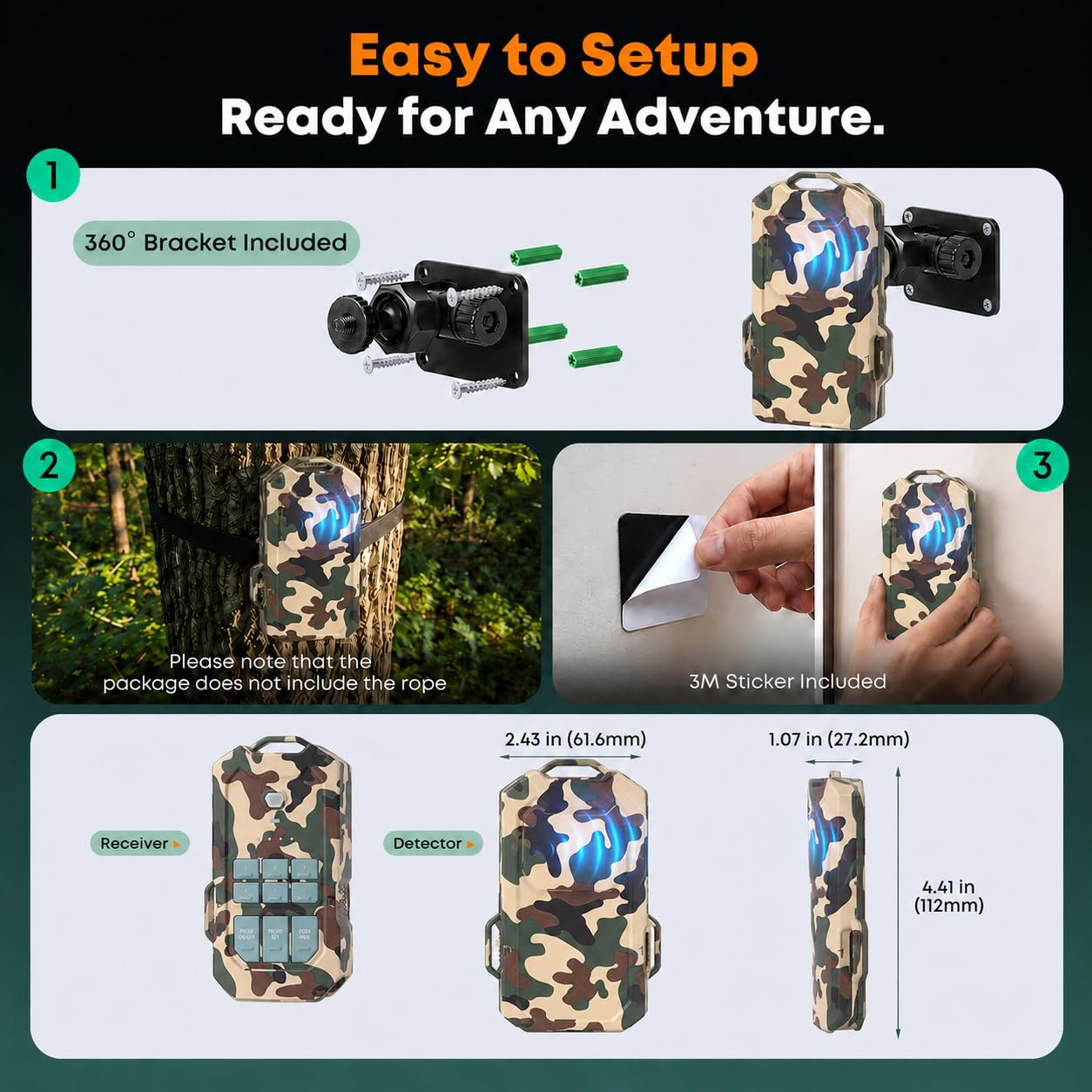 LETWESAF Radar Perimeter Security Alarm, Millimeter-Wave Radar Camping Perimeter Alarm, 1/2 Mile Range, Wireless Rechargeable Weatherproof Outdoor Security System Motion Sensor for Camping Hiking RV