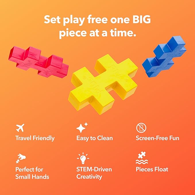 PLUS PLUS Big - Open Play Set - 100 Piece - Rainbow Color Mix Construction Building Stem Toy Interlocking Large Puzzle Blocks for Toddlers and Preschool
