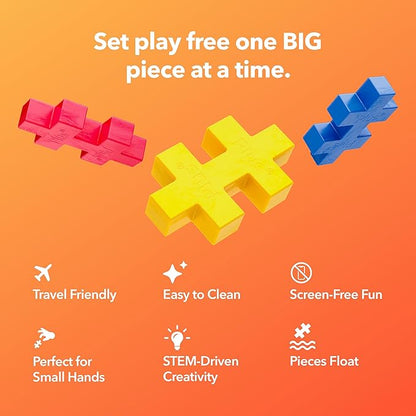 PLUS PLUS Big - Open Play Set - 100 Piece - Rainbow Color Mix Construction Building Stem Toy Interlocking Large Puzzle Blocks for Toddlers and Preschool