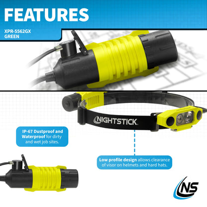 Nightstick XPR-5562GX DICATA Intrinsically Safe USB Low-Profile Dual-Light Headlamp