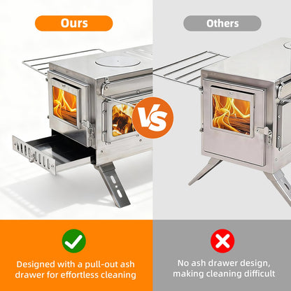 Hot Tent Stove, unho Wood Burning Stove, Portable Wood Stove with 6 Stainless Chimney Pipes for Outdoor Heating & Cooking, Ice Fishing, Hunting,Winter Warmth