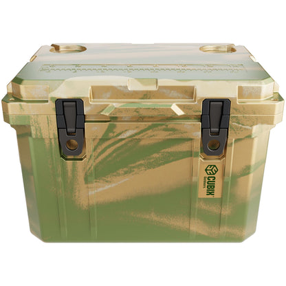 Cubix Outdoors, QuadraX 20QT Rotomolded Personal Small Cooler, Insulated Portable Hard Cooler Camping Ice Chest, Holds Ice for 72 Hours for Outdoor Activities, 2 Built-in Cup Holders, Hunter Camo