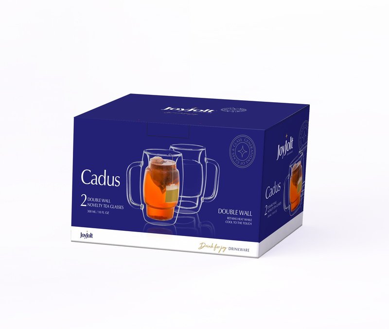 JoyJolt Cadus Glass Coffee Cups Double Wall Insulated Mugs Set of 2 Tea Glasses, 10-Ounces.