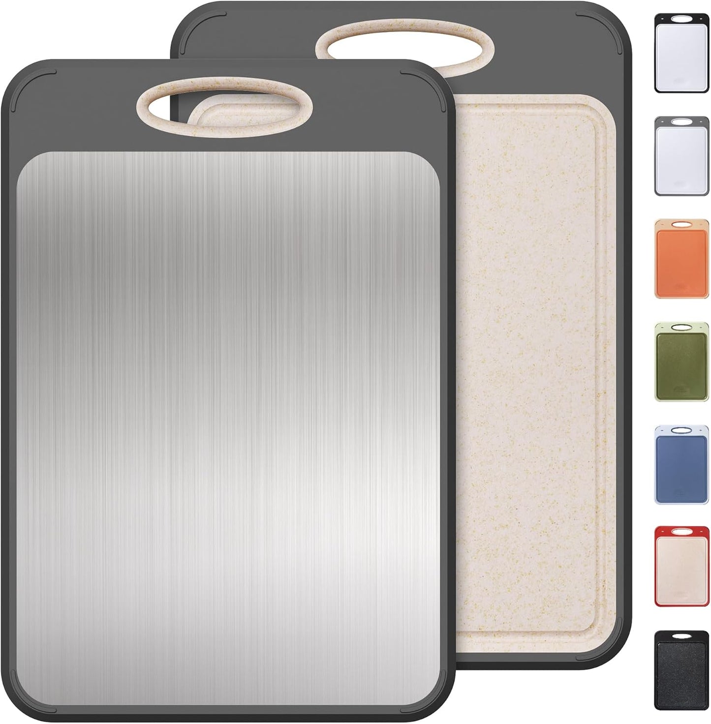 Stainless Steel Cutting Board - Non-Toxic Double-Sided Chopping Board for Meat & Vegetables | Large 16” x 11” Size