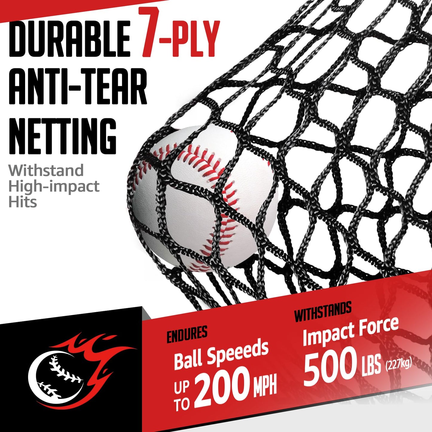 Baseball Softball Net, 7x7 ft Pitching & Batting Net with Dummy Batter, Large Ball Collection System, 2 Strike Zones, Batting Tee, Carry Bag for Batting Pitching Hitting, Great for All Levels