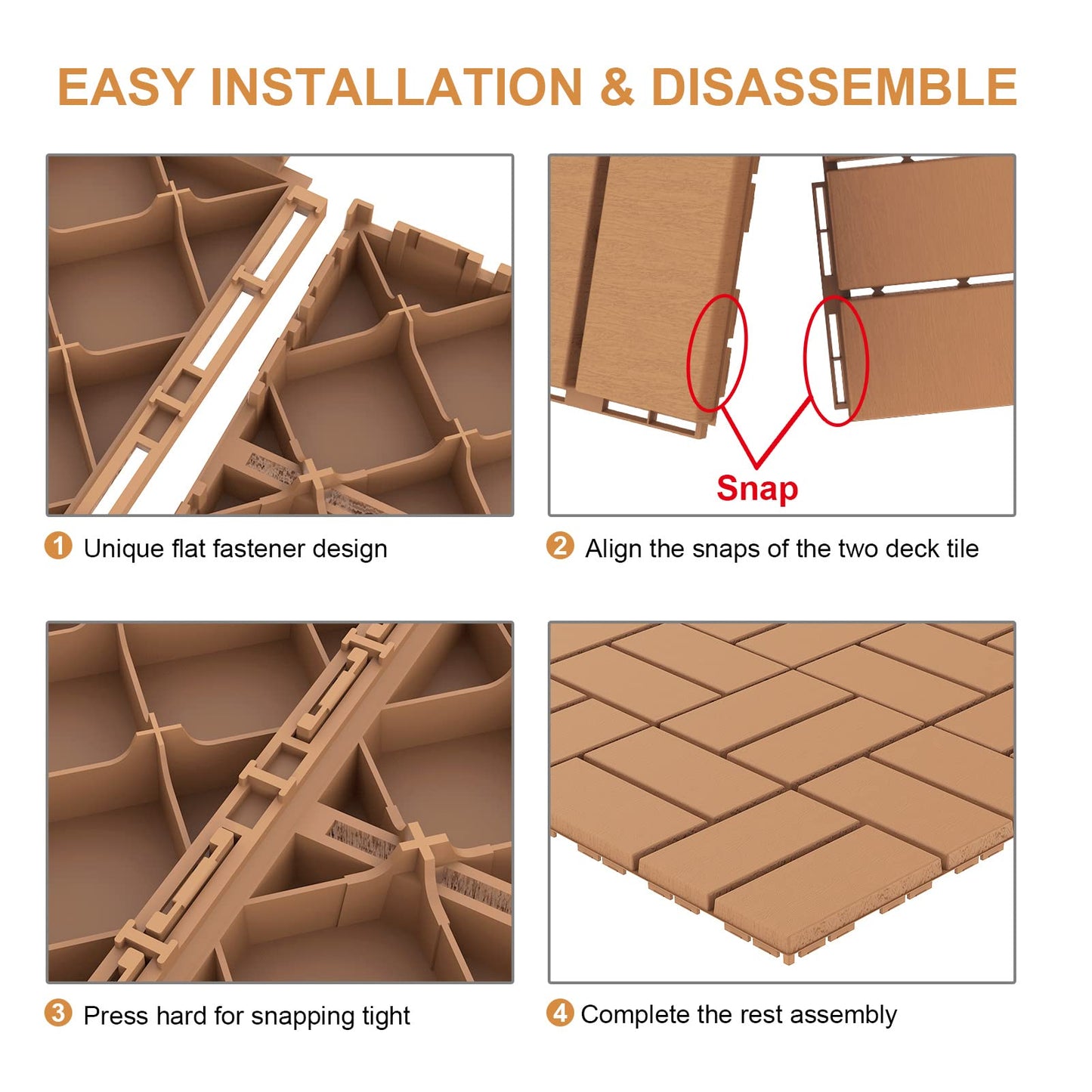 Goovilla Plastic Interlocking Deck Tiles, 36 Pack Outdoor Patio Flooring, 12"x12" Interlocking Decking Tile Outdoor All Weather Use, Waterproof Patio Pavers for Pool Balcony Backyard Porch, Khaki