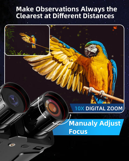 5K 96MP Night Vision Goggles | 4'' LCD Screen Night Vision Binoculars & 10X Zoom with Infrared, 4000mAh Rechargeable Battery, 64GB TF Card, Video and Sound Recording for Camping, Black