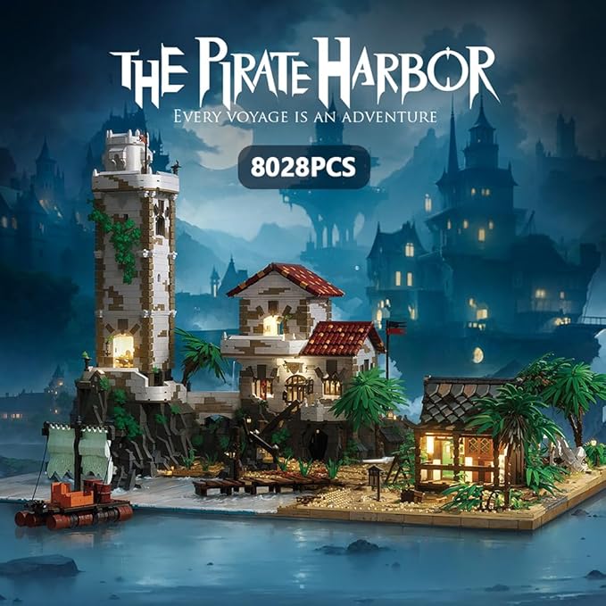 39041 The Pirate Harbo Building Block Set 8208 Pieces DIY Gulf Island Model Building Block Set Adult Creative Enthusiast Model Gifts and Unique Collectibles