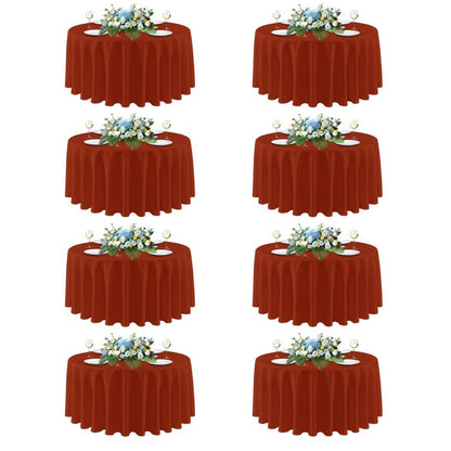 sancua Thanksgiving Round Tablecloth 90 Inch Diameter, 8 Pack Burnt Orange Circle Polyester Fabric Fall Table Cloth for Holiday Party Reception, Washable Table Cover (Fit 30-72 Inch Tables, Rust)