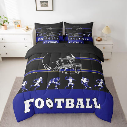 Erosebridal 7 Pieces Bed in a Bag King Comforter Set with Sheets, Football Design Bedding Sets for All Season,1 Comforter, 2 Cushion Covers, 1 Flat Sheet, 1 Fitted Sheet, 2 Pillowcases