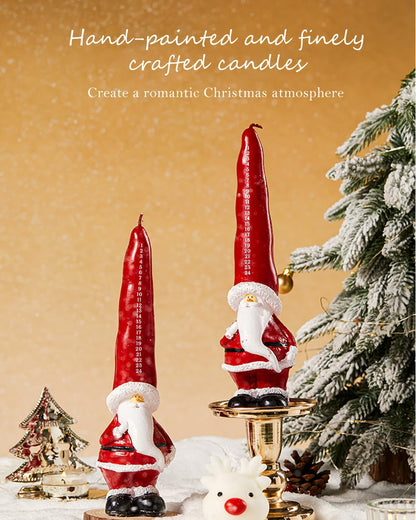 Christmas Taper Candles 10 Inch Unscented Santa Candlesticks for Christmas Table Decor, Winter Centerpieces, Advent Displays, Fireplace Mantel, Seasonal Home Decor,Red&White