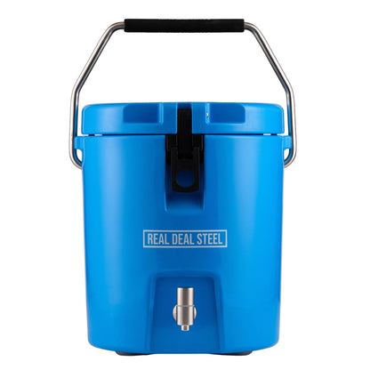 Insulated Beverage Dispenser for Hot Drinks - Hot Cocoa and Coffee - 2 Gallon with Stainless Steel Interior- Portable Sports Drink Dispenser for Camping, Outdoor Events, Parties, & More - Blue