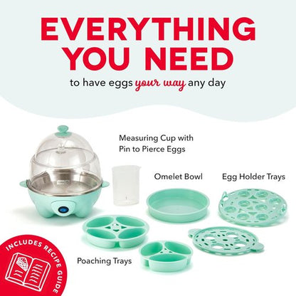 Dash Deluxe Egg Cooker | 12-Egg Capacity Boiler, Poacher & Steamer - BPA Free, Aqua Color