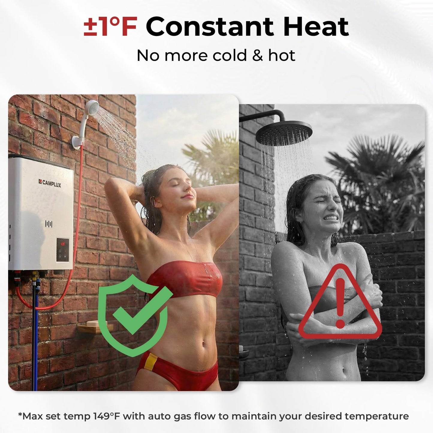 CAMPLUX F5 Ultra, First Thermostatic Portable Water Heater, ±1℉ Constant Temperature Propane Water Heater, 9.9LB Lightweight & Compact for 3s Instant Hot Water, Outdoor Camping, Off-Grid Cabin
