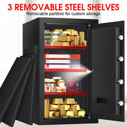 6.0 Cub Large Fireproof Safe Box for Home Use, Digital Security Safes Fireproof Waterproof with Combination Lock and 3 Removable Shelves, Anti-Theft Home Fire Safe for Document Money Valuables